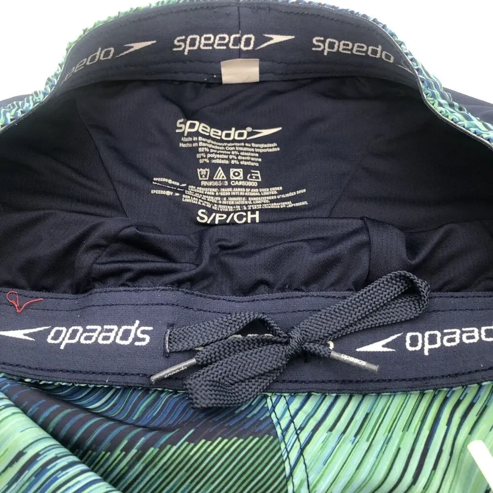 Speedo Tech Volley Lined Swim Trunks Men's Size Small Ocean Depths Blue UPF 50+